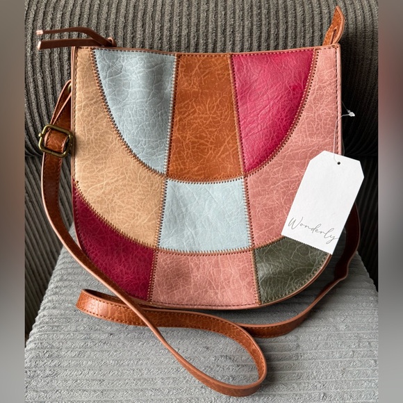Wonderly Handbags - New Wonderly Patchwork Crossbody Bag Brown Vegan Leather